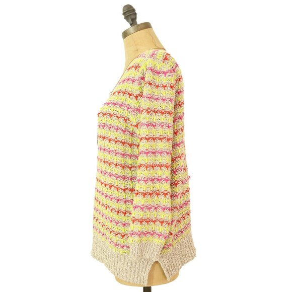 Ann Taylor Loft Pullover Sweater Size M 3/4 Sleeve Textured Taupe Multi EUC B28 - Picture 4 of 5